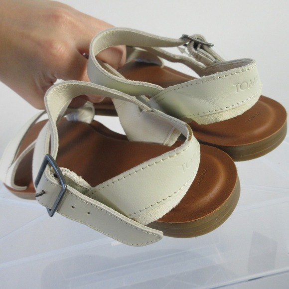 TOMS Ankle Strap Sandals Women 8.5 Sloane Fog Leather Suede Gladiator Boho 492 - Picture 5 of 8